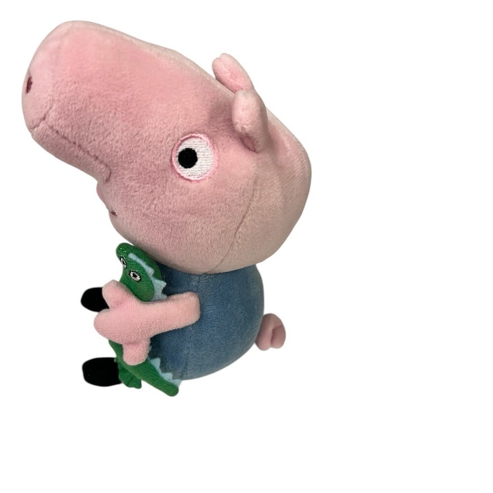 TY George Pig Plush Holding Dinosaur Peppa Pig Stuffed Animal 8 in